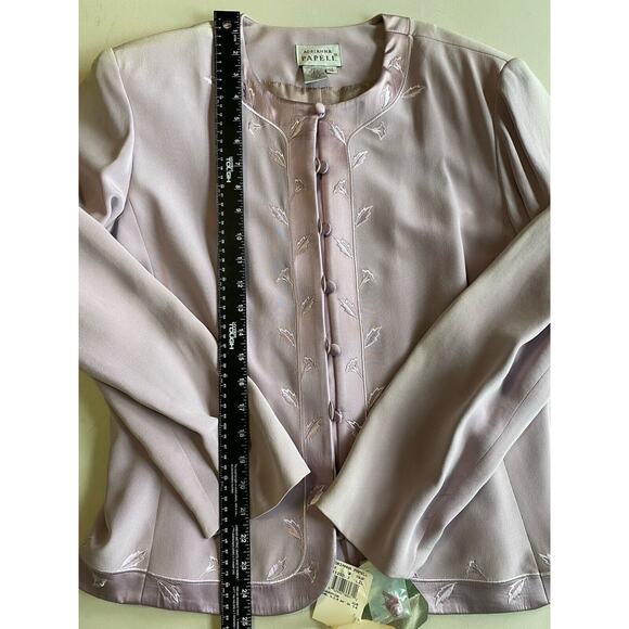 ADRIANNA PAPELL Maxi Skirt Suit Size 14 100% SILK New Vintage Purple Embroidered - Picture 15 of 16